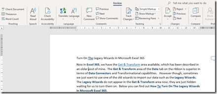 Review Tab in Microsoft Word