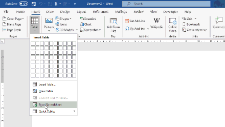 How To Insert An Excel Spreadsheet in a Microsoft Word Document